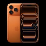 Apple iPhone 17 Pro in Cosmic Orange, front and back