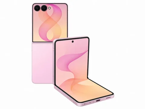 Samsung Galaxy Z Flip8 official product image in pink, open and folded views