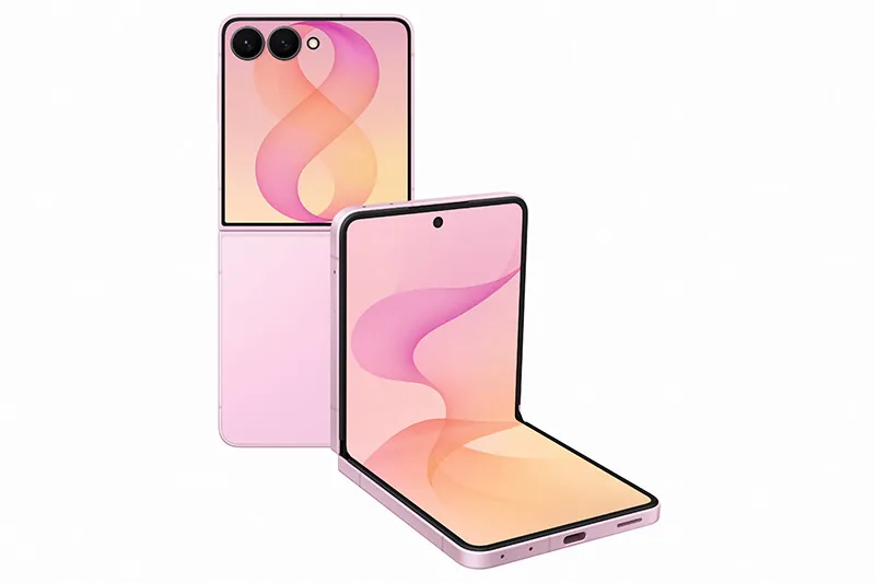 Samsung Galaxy Z Flip8 official product image in pink, open and folded views